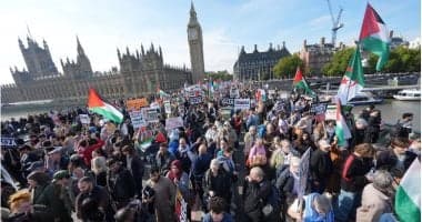 احتجاجات داعمة لفلسطين في لندن لحث بيرنهام على فرض عقوبات ضد إسرائيل
